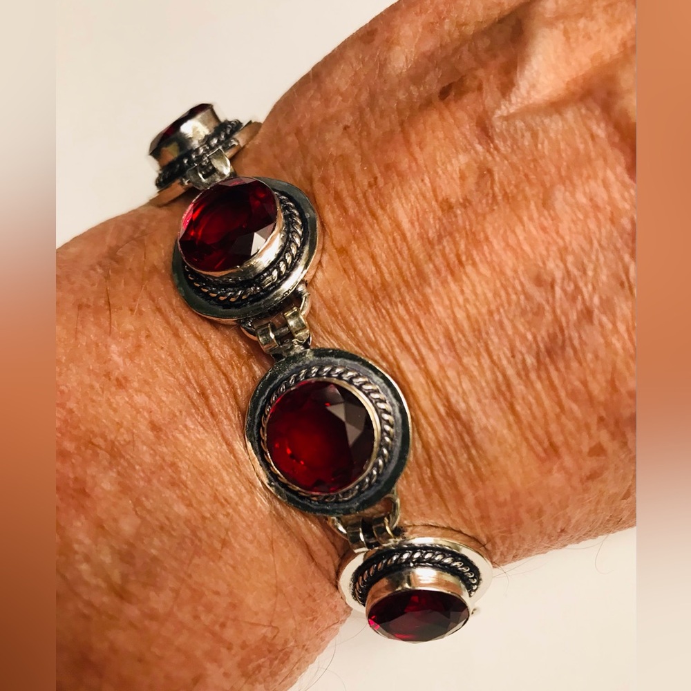 Garnet 925 Sterling Silver Bracelet